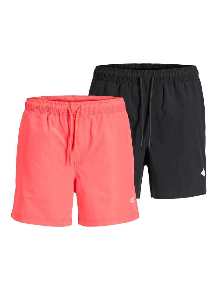 Badeshorts 2er Pack in Orange/Schwarz