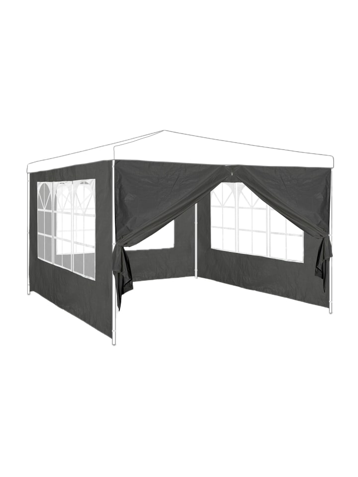 4x Pavillon Seitenwand in Grau - (B)300 x (H)200 cm