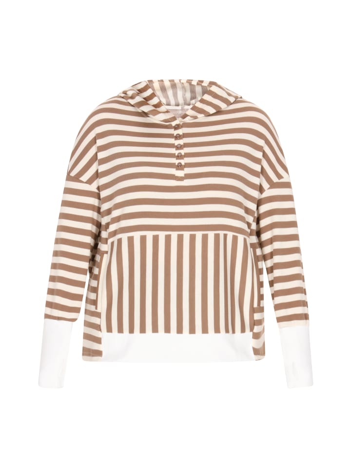 Women Plus Size Hoodie in brown stripe