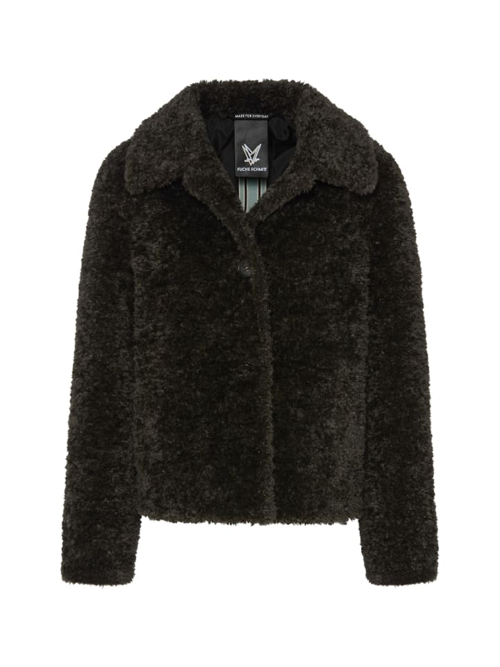 Jacke aus Webpelz in Dunkelbraun