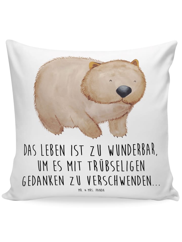 Kissen Wombat mit Spruch in Weiß