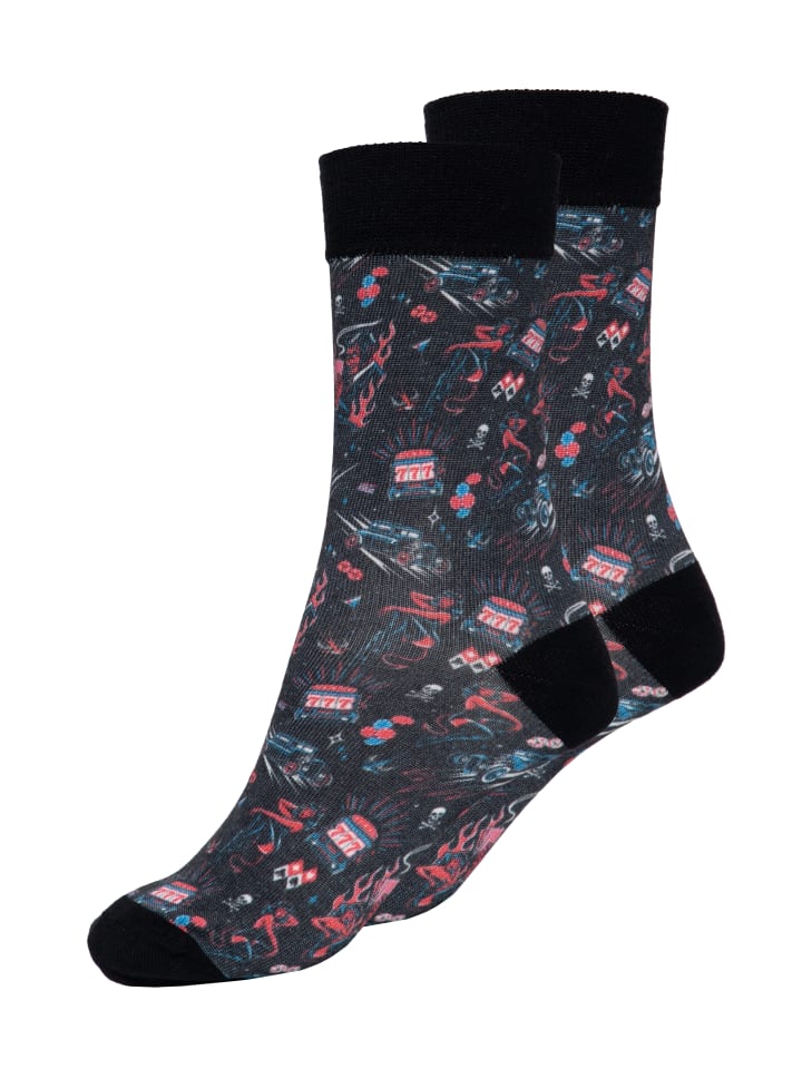 King Kerosin Socken Rockabilly Devil in schwarz