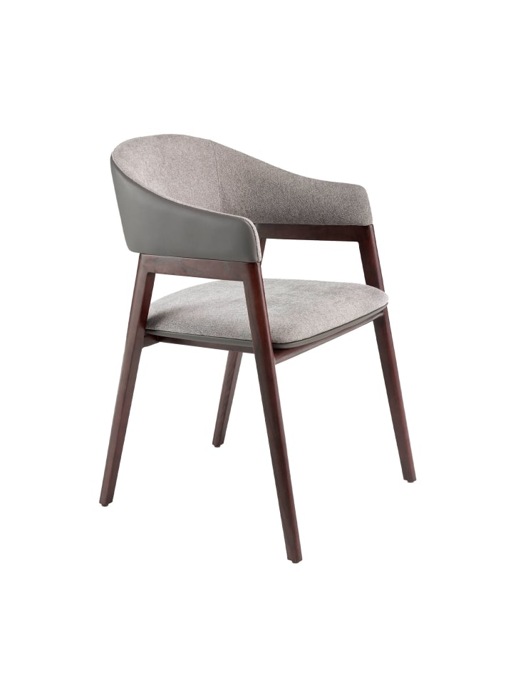 Stuhl 4091 in Grau/Nerz/Walnuss – (B)55 x (H)79 x (T)58 cm