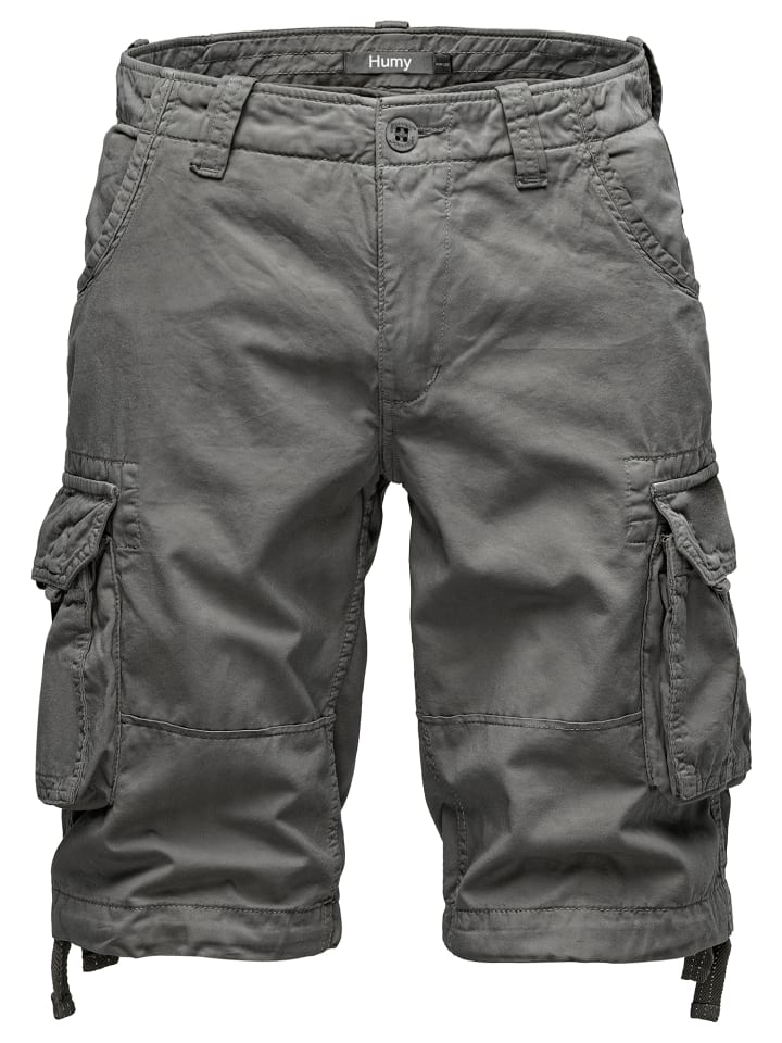 Cargo Shorts Chino Bermuda mit Kordel am Saum A&S in Dunkelgrau