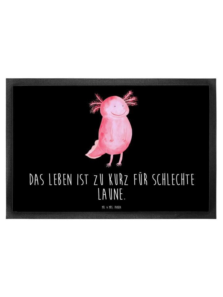 Schmutzfangmatte Axolotl Glücklich mit Spruch in Schwarz