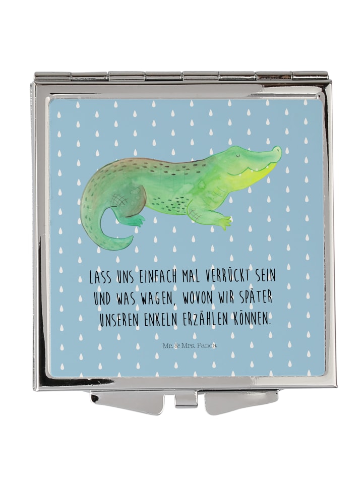 Schminkspiegel Krokodil mit Spruch in Blau Pastell