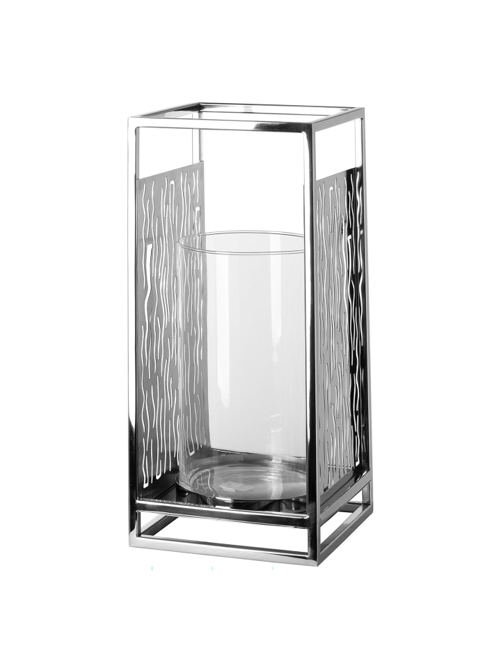 Windlicht mit Glas Nicosa silberfarben - (H) 40 cm