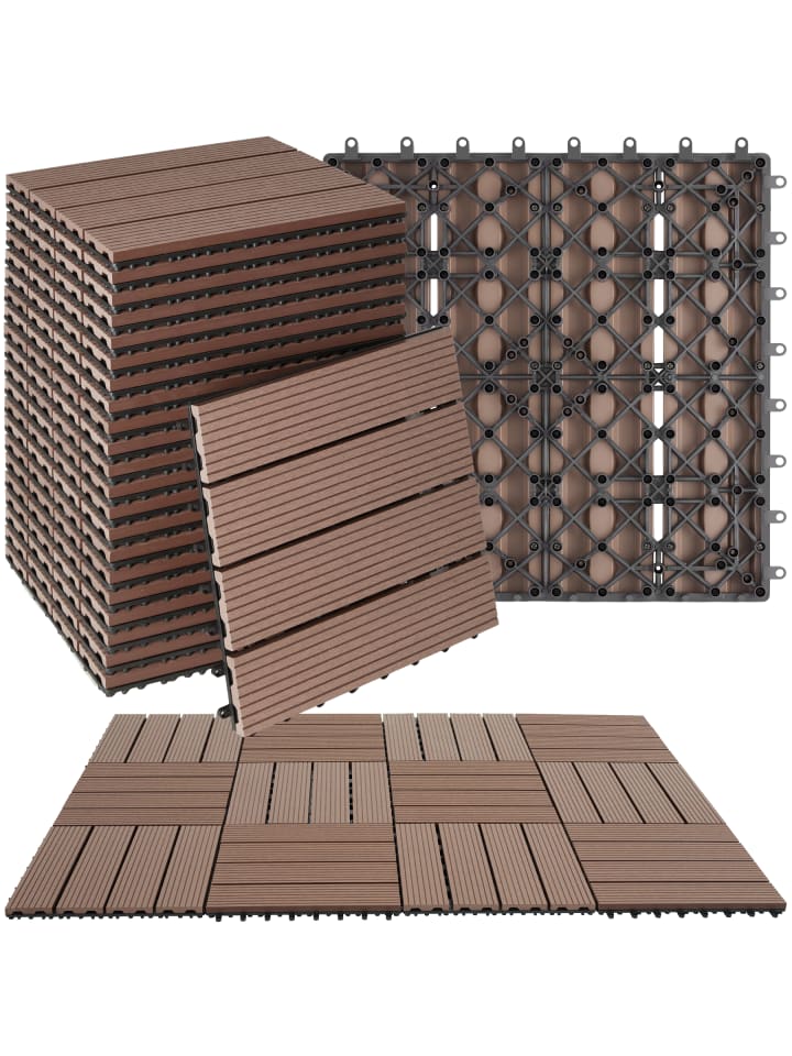 Terrassenfliesen 22er Set im Klicksystem, 31 x 31 x 2,2 cm