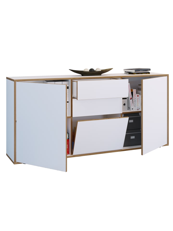 Holz Kommode Sideboard Salia Breite 160 Schublade in Weiß