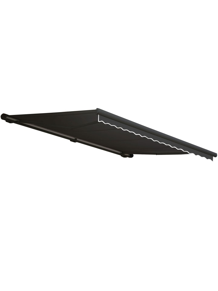Elektrische Kassetten-Markise H122 mit Volant, Polyester anthrazit, anthrazit