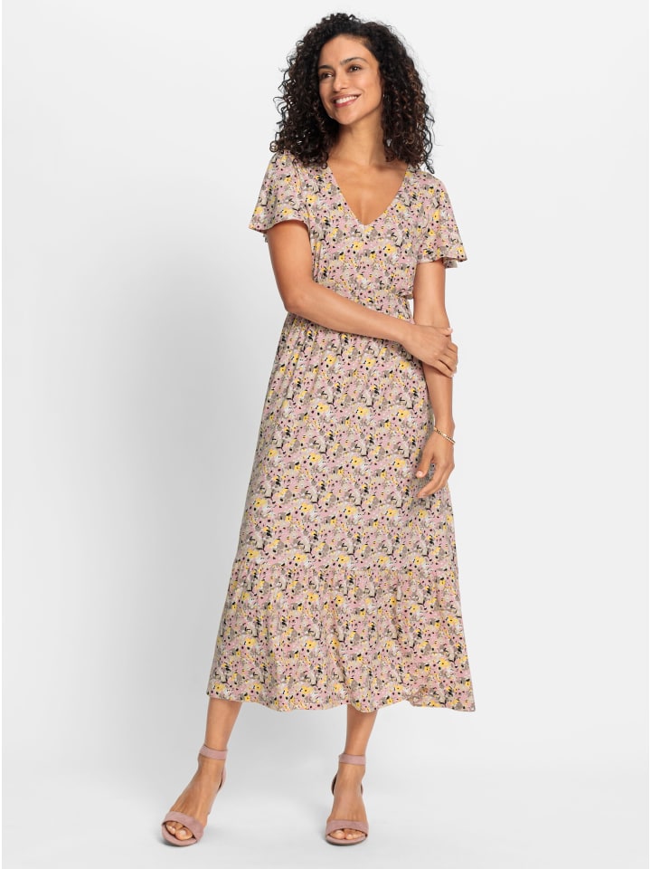 Jersey-Kleid in hortensie-gelb-bedruckt