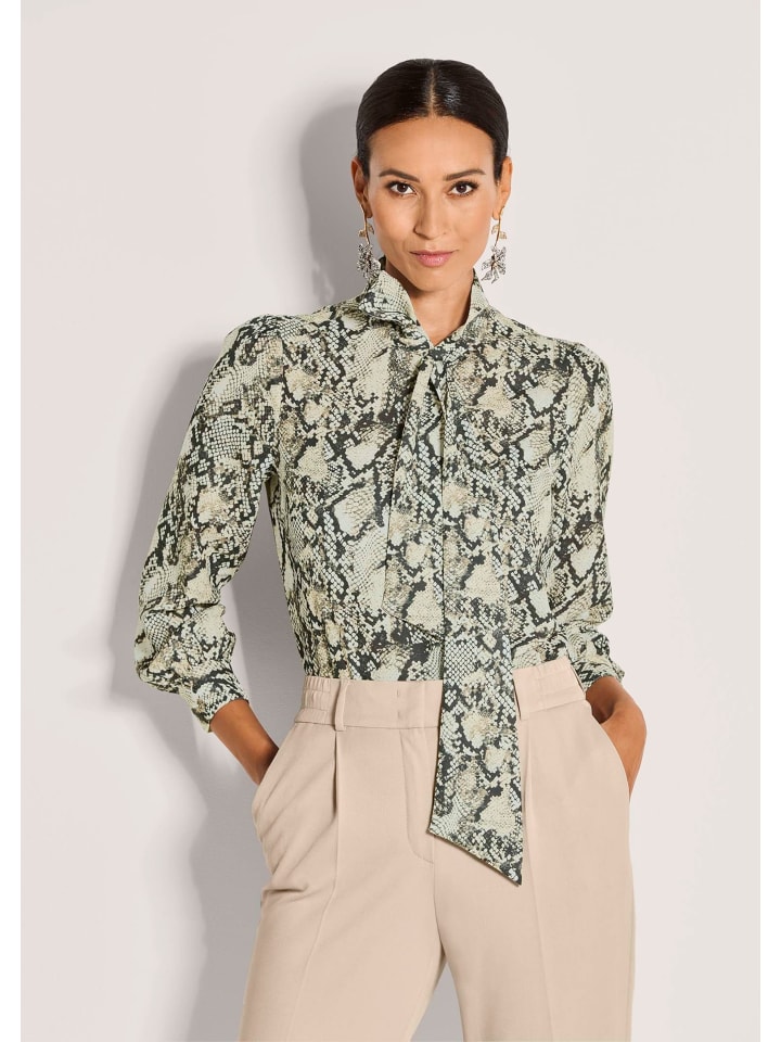 Elegante Bluse mit Animal-Print in schwarz / beige / multicolor