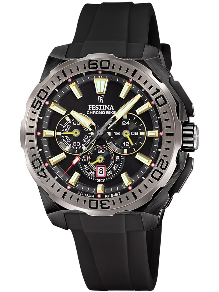 Festina Herrenuhr Chronograph Schwarz/Goldfarben günstig kaufen