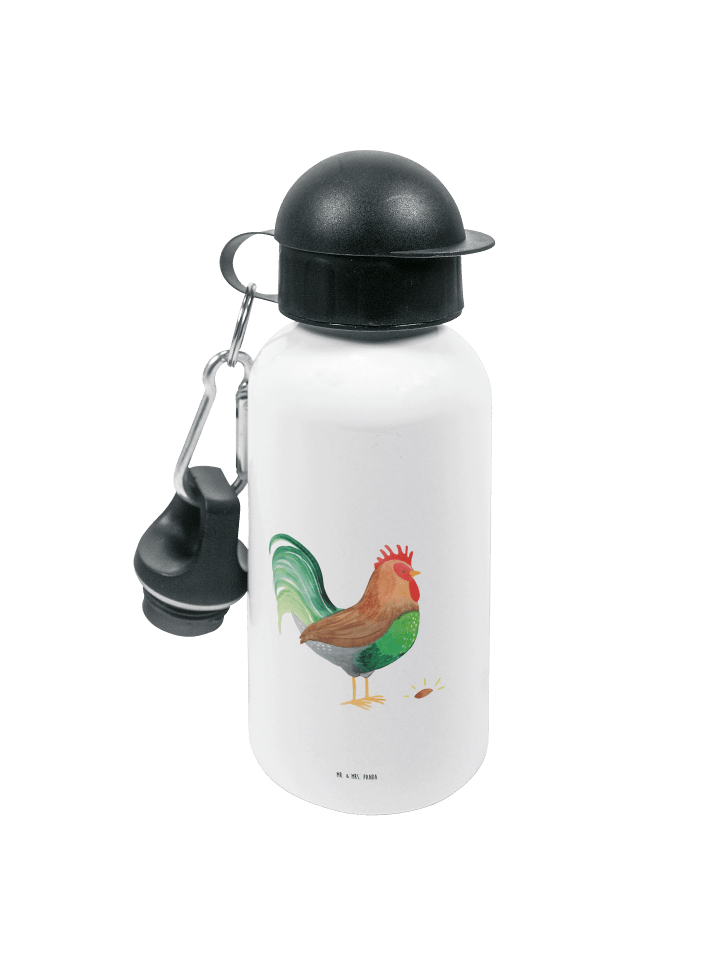 Trinkflasche Hahn Korn ohne Spruch in Weiß