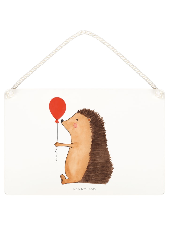 Schild Igel Luftballon ohne Spruch in Weiß
