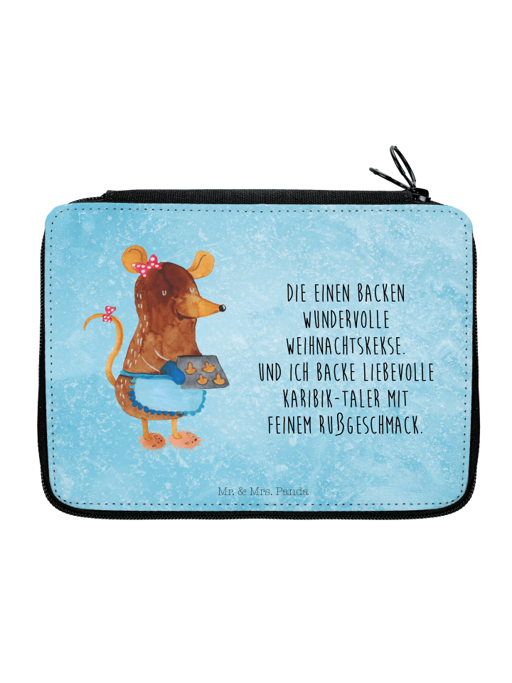 Federtasche Maus Kekse mit Spruch in Eisblau