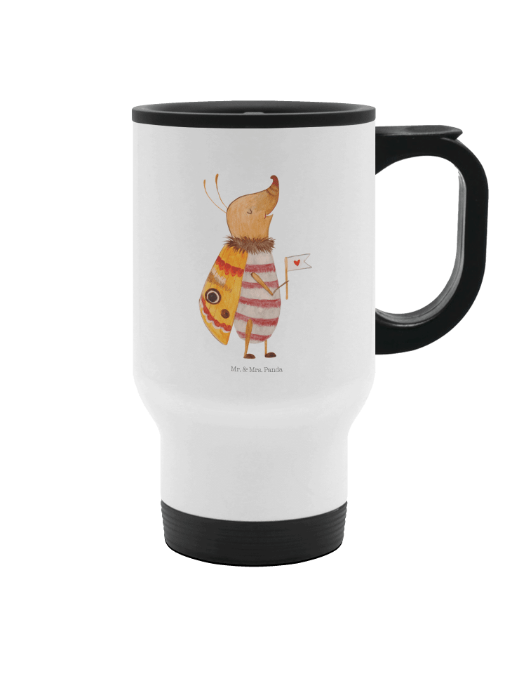 Kaffeebecher Nachtfalter Fähnchen ohne Spruch in Weiß