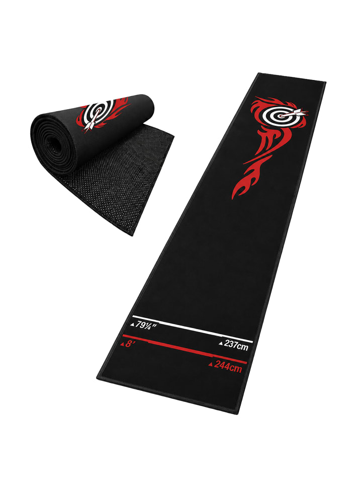 Dartteppich "Flammen" in Schwarz/ Rot - 60 x 260 cm