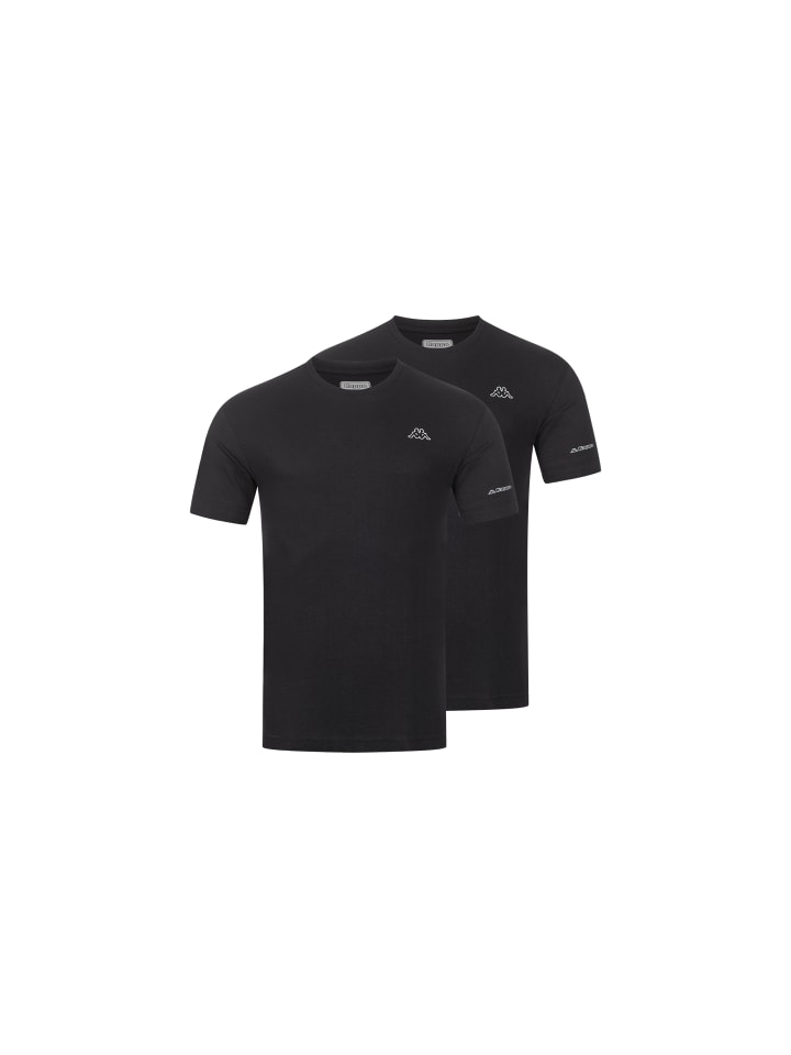 Kappa 2er Pack Herren-T-Shirt Basic mit Rundhals Ausschnitt in 2xSchwarz
