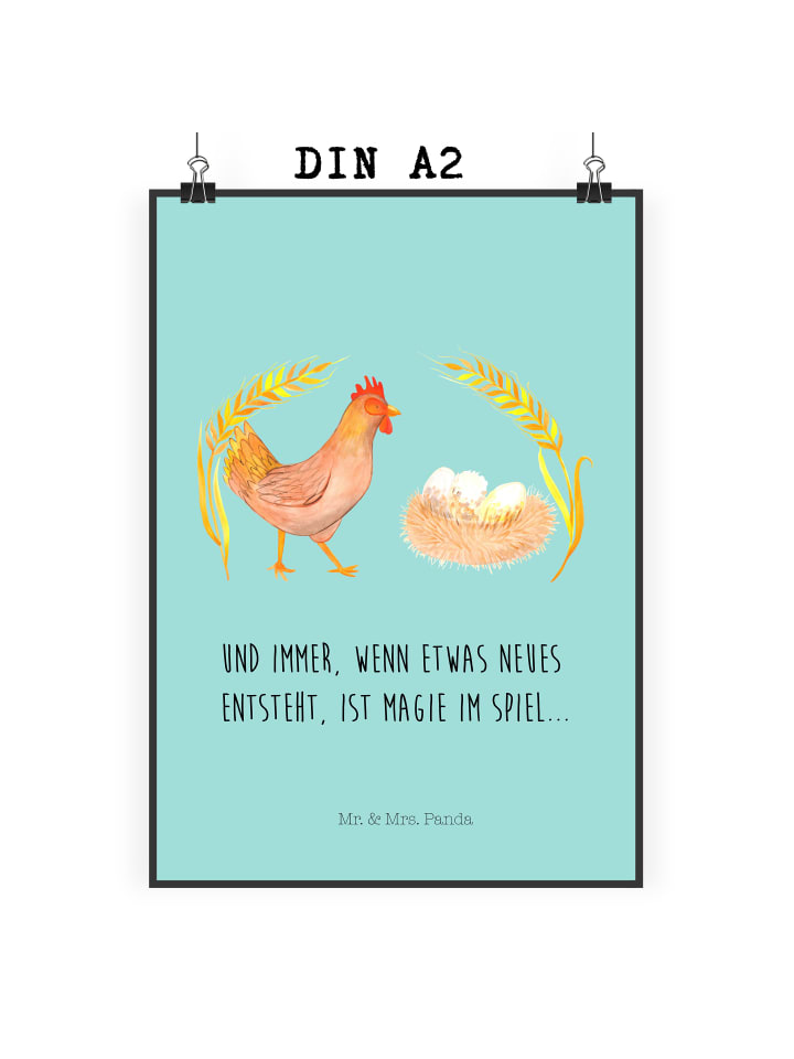 Print Huhn Stolz mit Spruch in Türkis Pastell