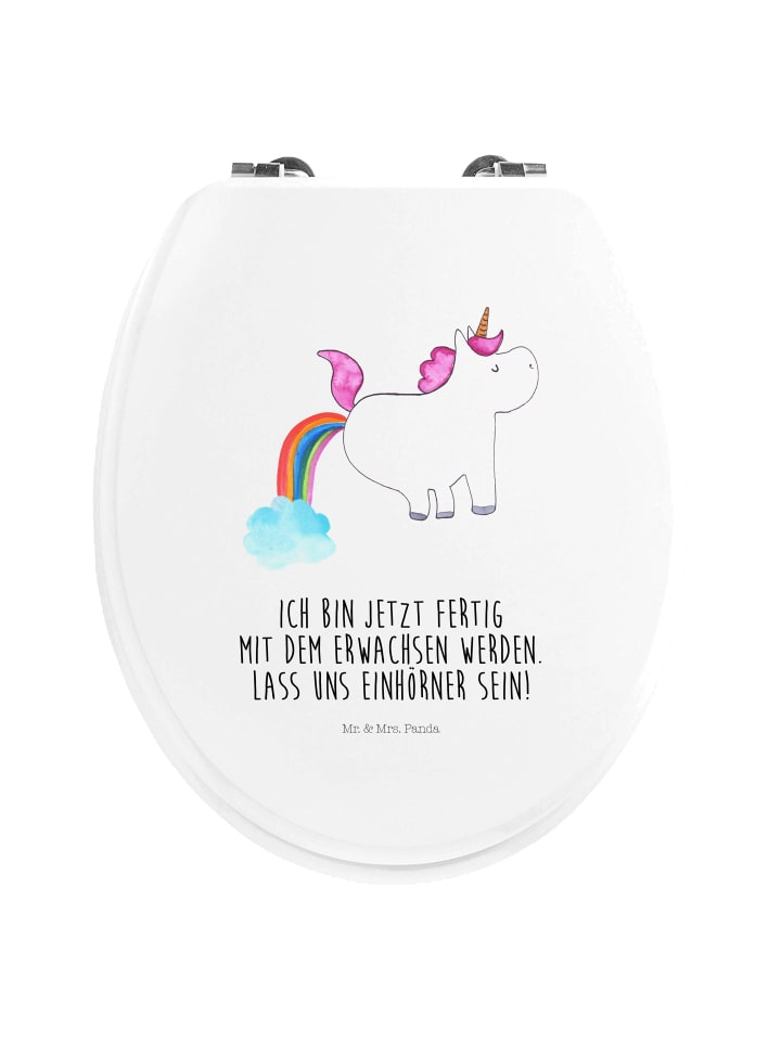 WC Brille Einhorn Pupsen mit Spruch in Weiß