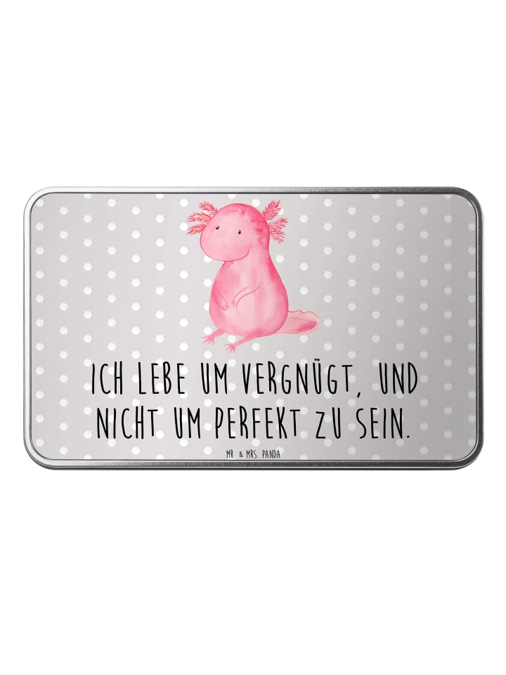 Geschenkbox Axolotl Niedlich mit Spruch in Grau Pastell