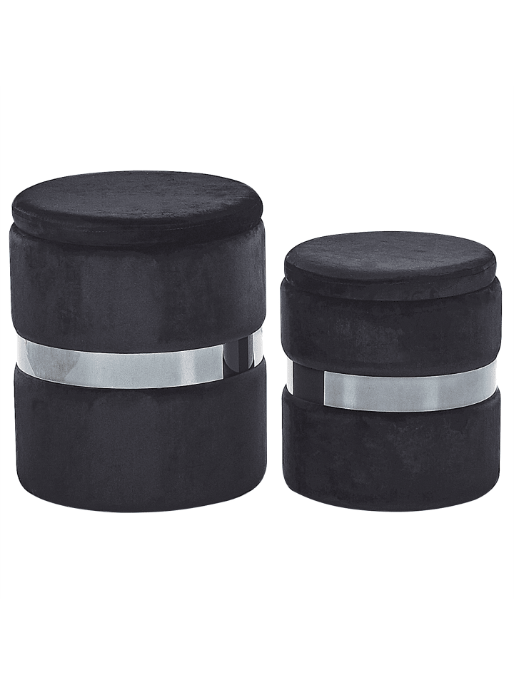 2er-Set Pouf DORIS in Schwarz/Silber