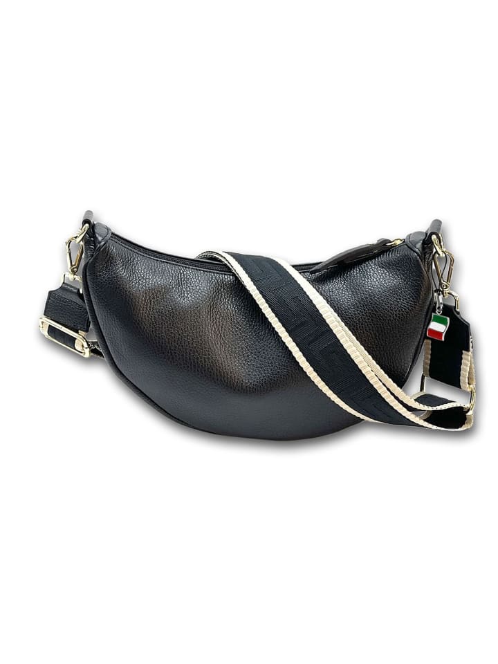 Leder Umhängetasche, Citytasche Florence Tasche schwarz ca. 33cm