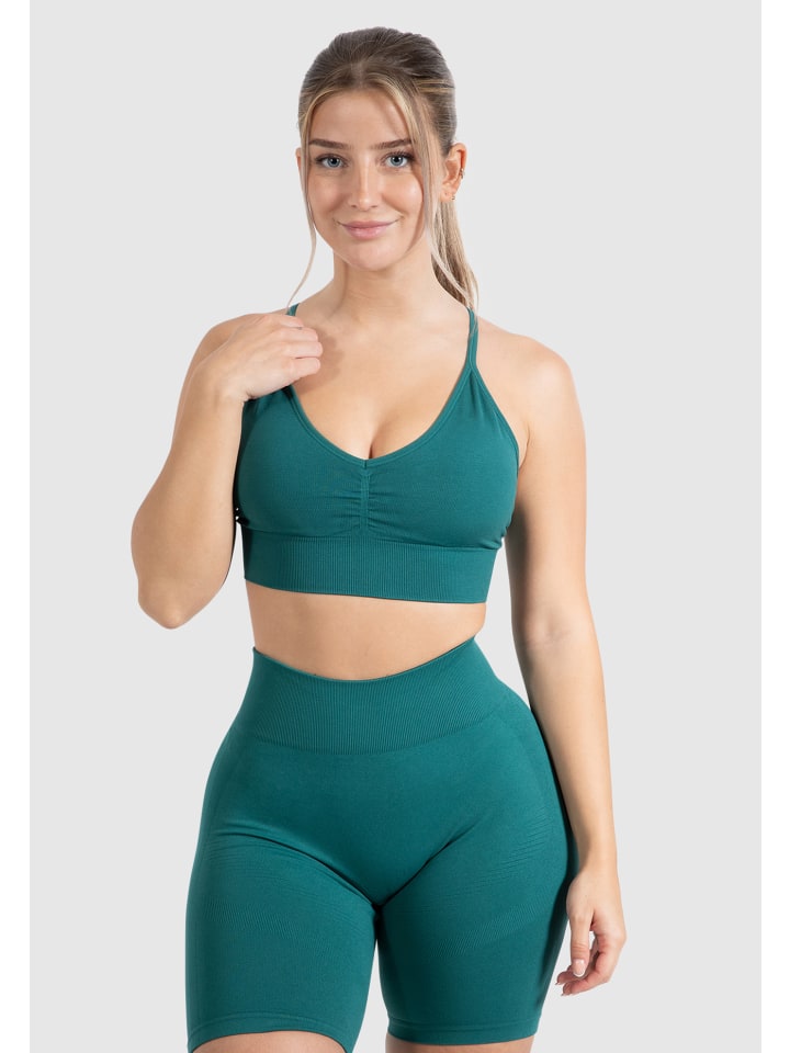 Sport BH Maria Solid Scrunch in Dunkel Grün