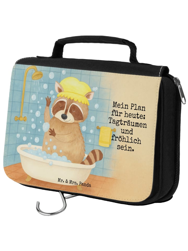 Kulturbeutel Waschbär Design mit Spruch in Weiß