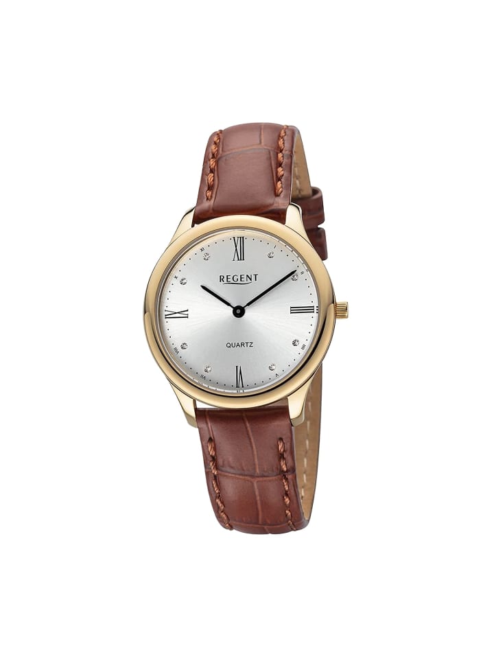 Armbanduhr-Analog schwarz mittel (ca. 33mm) Regent Lederarmband