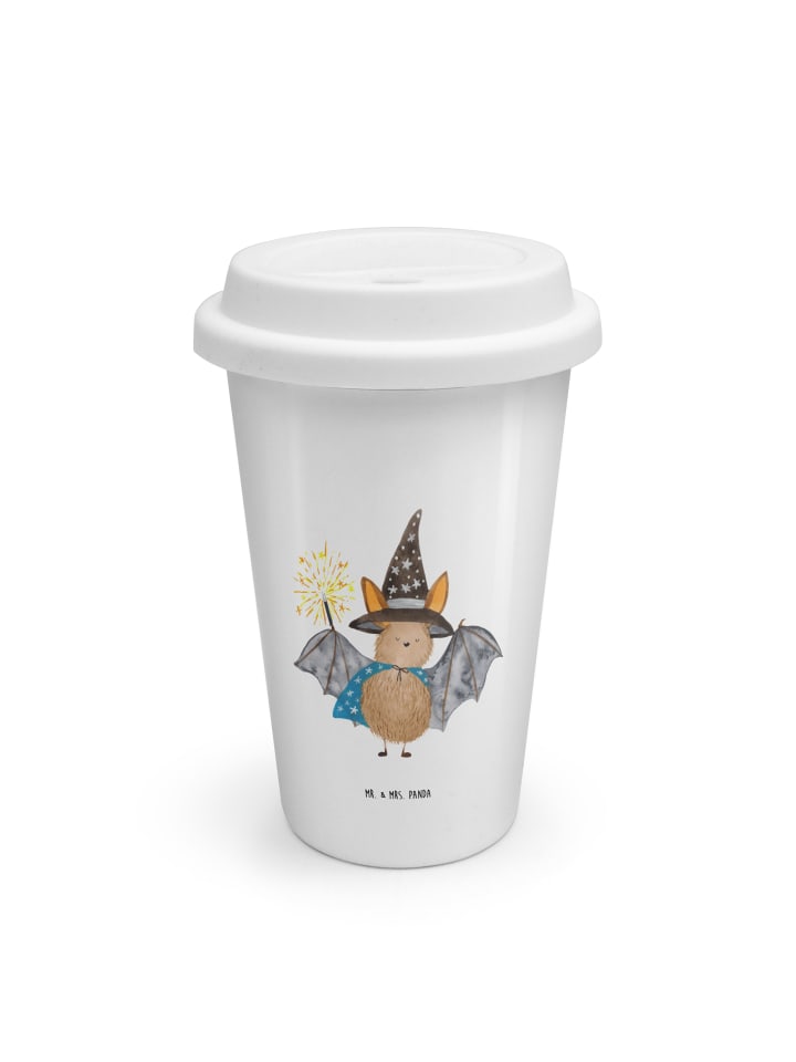 ToGo Kaffeebecher Fledermaus Zauberer ohne Spruch in Weiß