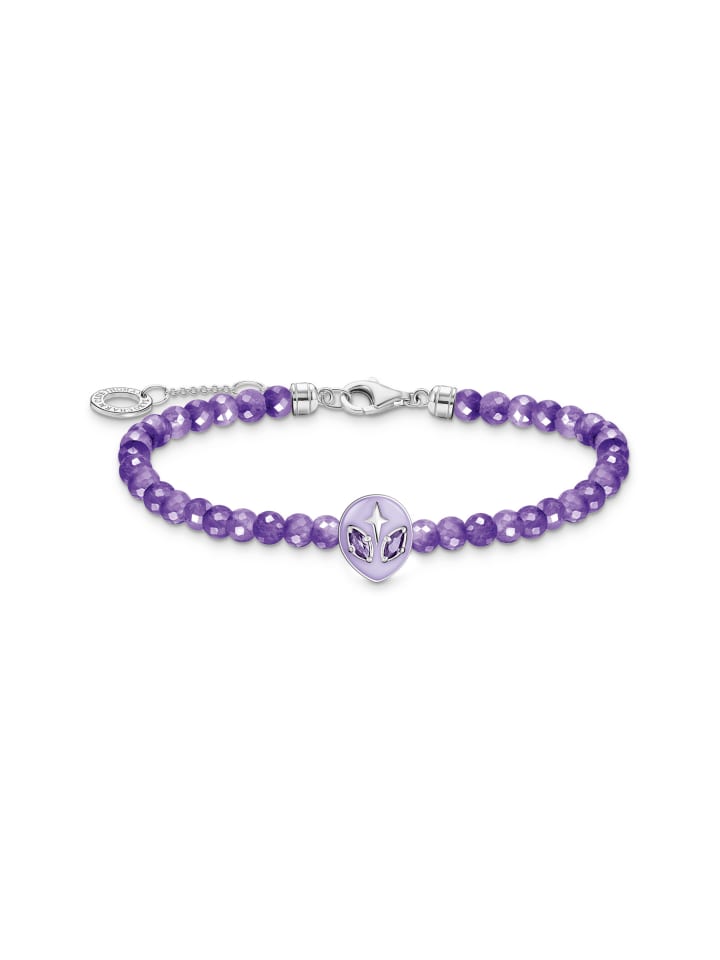 Armband Beads Mit Alienkopf Und Violetter Kaltemaille in silber, violett