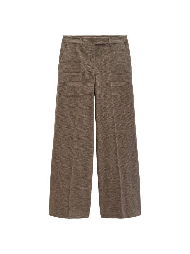 Glencheck-Hose wide in Dark Brown