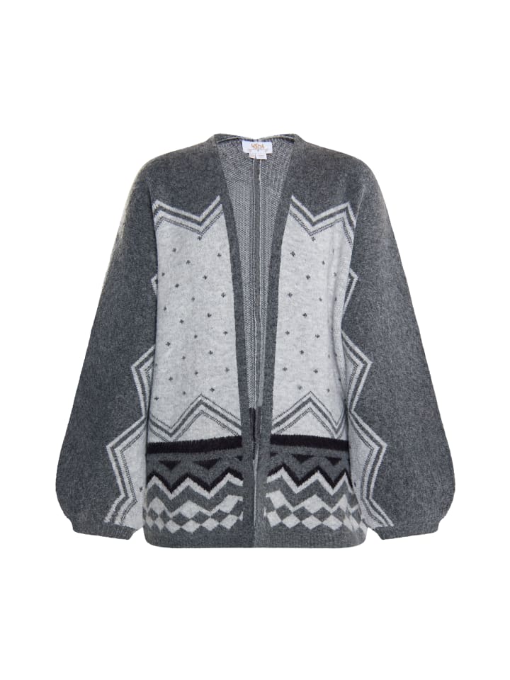 Damen Strickcardigan in Grau Mehrfarbig