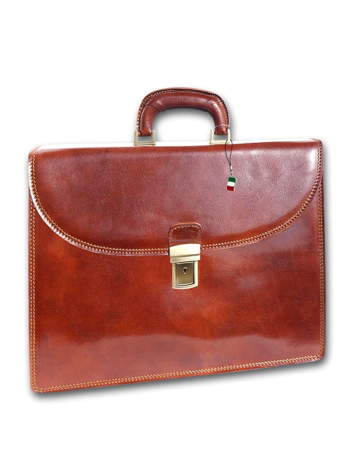 Leder Aktentasche, Businesstasche, Umhängetasche Florence Tasche braun ca. 40cm