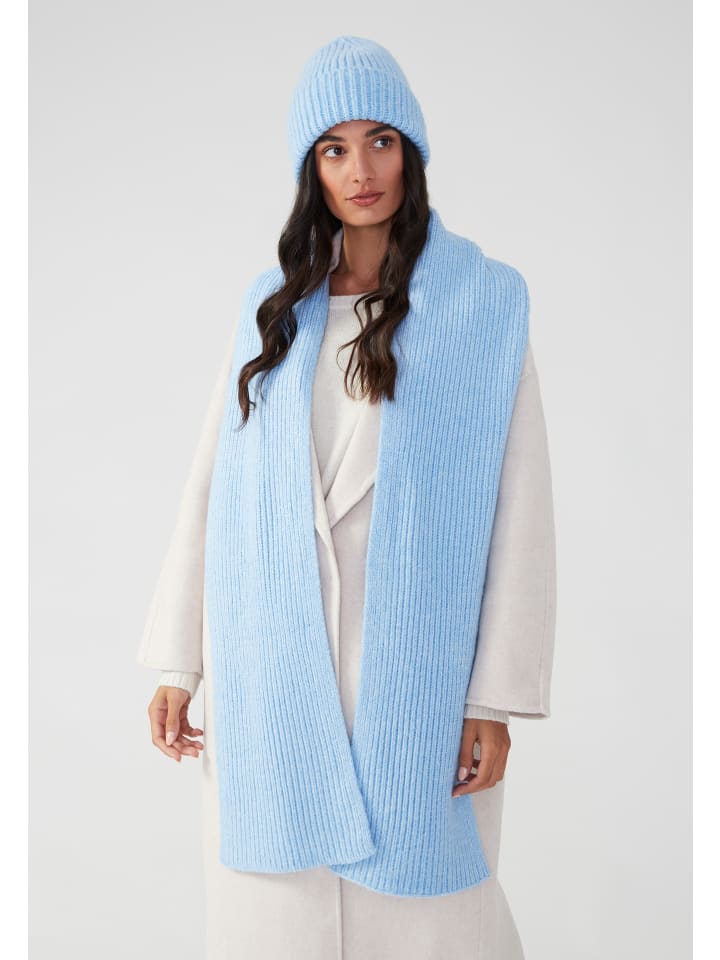 Strick-Beanie melange in blue