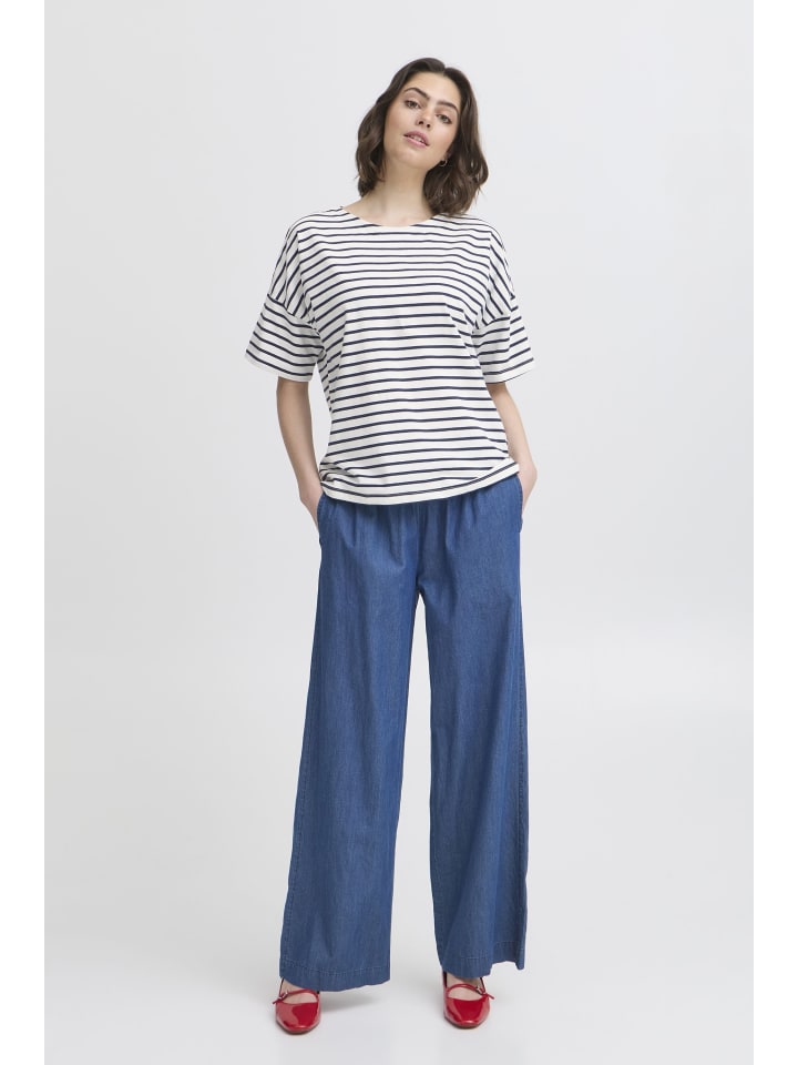 Kurzarm-Bluse FRSIVA Oversize fit in Navy Blazer mix