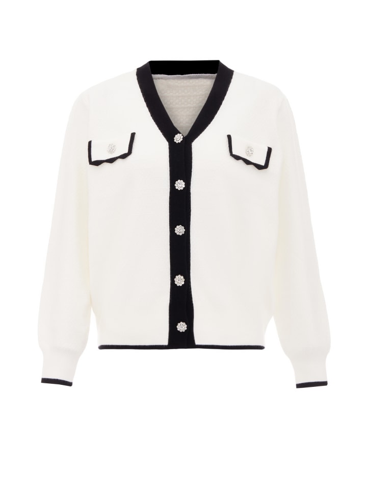 Damen Strickjacke in Weiss Schwarz
