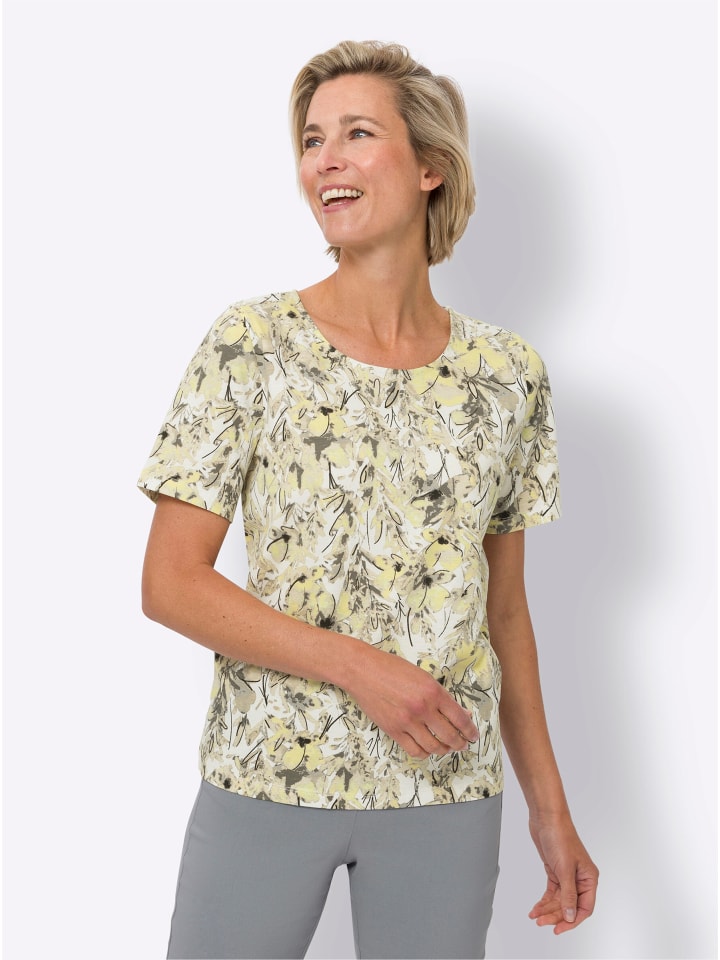Kurzarm-Shirt in ecru-sand-bedruckt