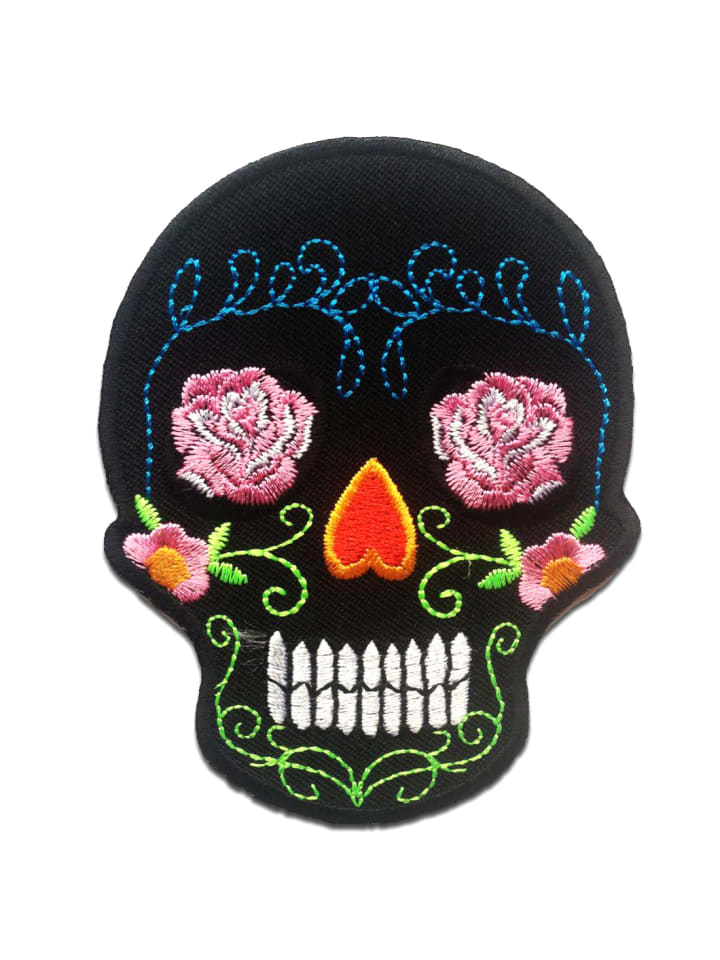 Totenkopf SkelettApplikation Bügelbild inSchwarz