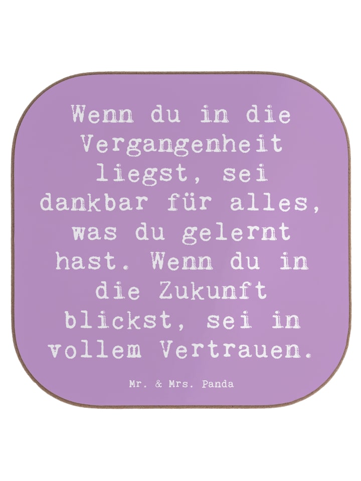 Glasuntersetzer Spruch Freude und Vertrauen mit... in Lavendeltraum