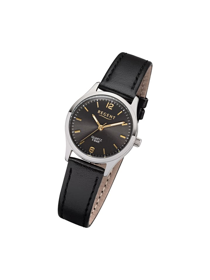 Armbanduhr Regent Lederarmband schwarz klein (ca. 29mm)
