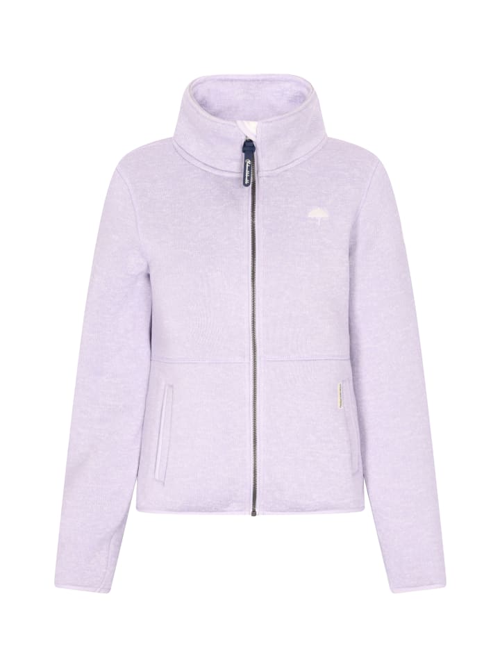 Damen Strickfleecejacke in Grauviolett Melange