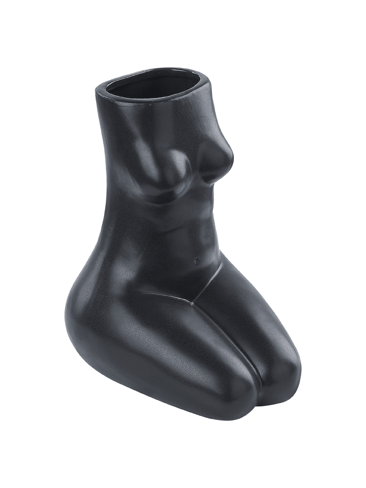 Blumenvase PYRGOS in Schwarz - (W) 14 x (H) 22 x (L) 19 cm