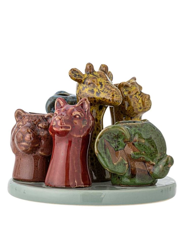 Vase PIERO Safari Tiere Blumenvase mit 6 Öffnungen Keramik