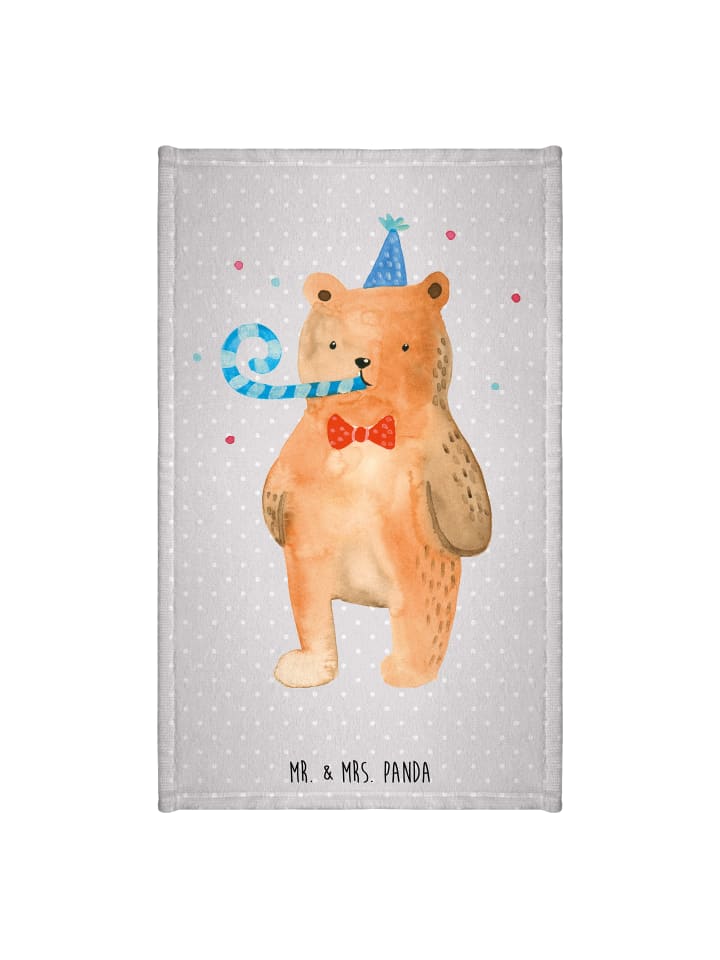 Handtuch Bär Geburtstag ohne Spruch in Grau Pastell