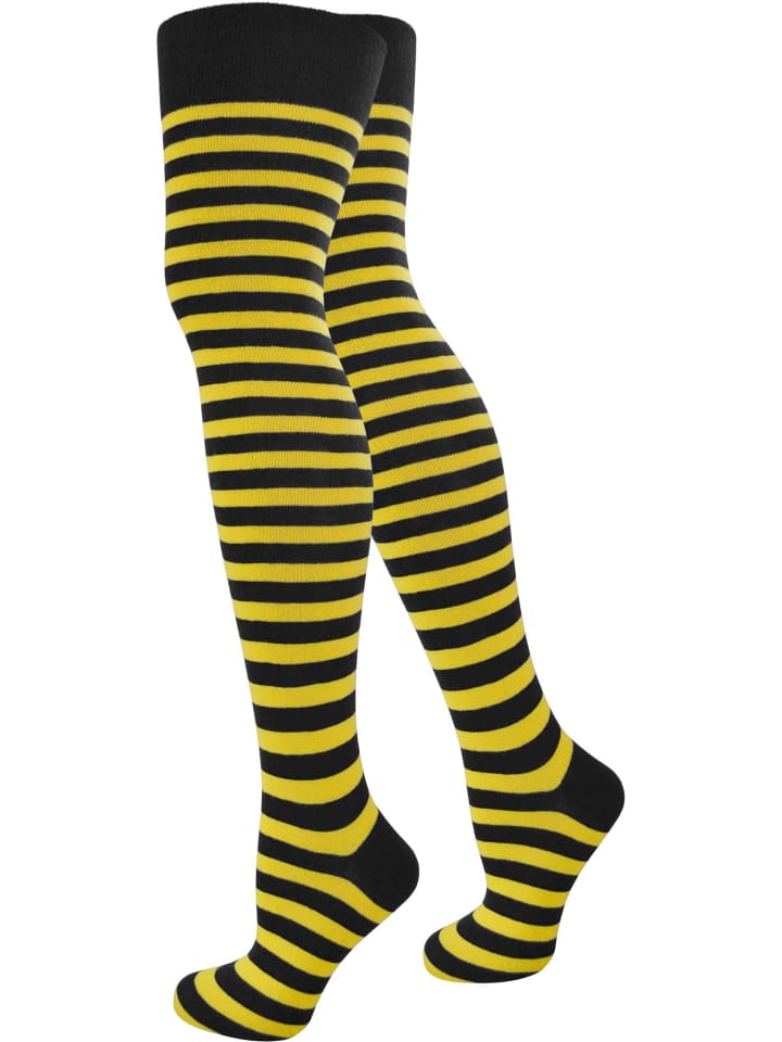 Overknees schmale Ringel in Schwarz/Gelb