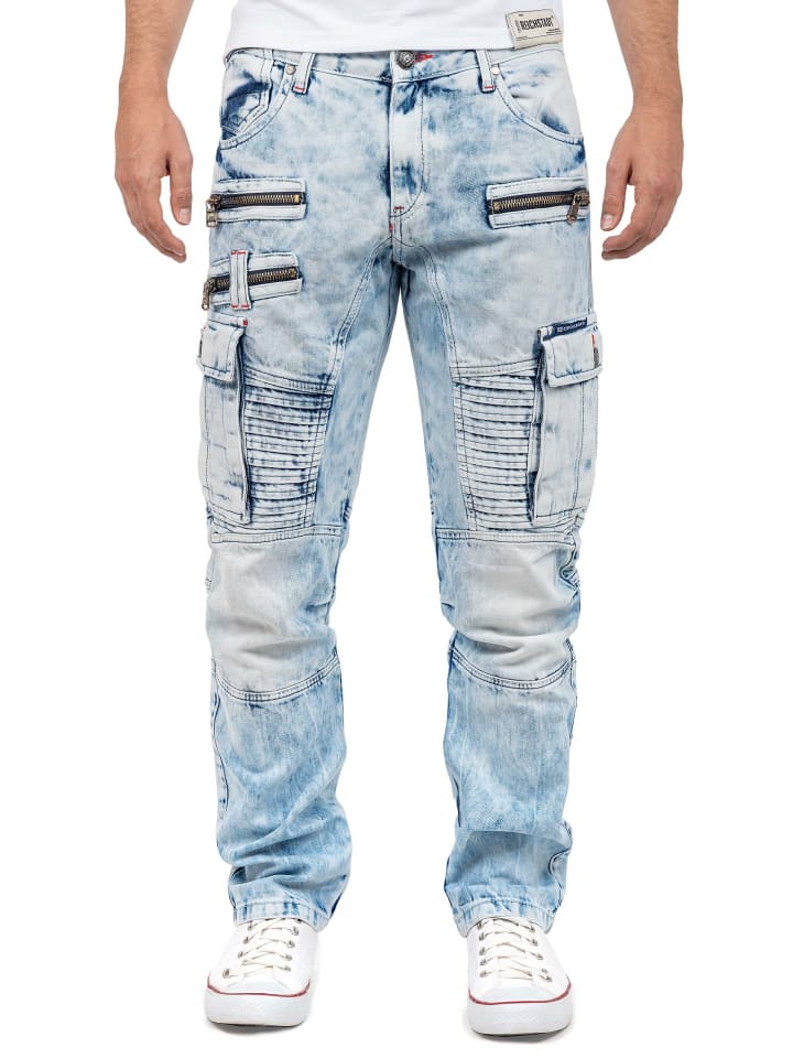 Herren Regular Fit Jeans Stonewashed in Iceblue