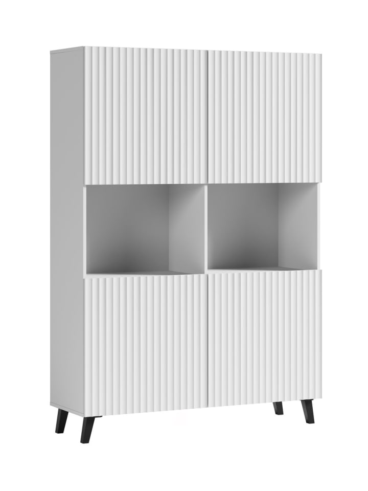 Highboard Phuket Weiß gerillt 120 / 39 / 168 cm